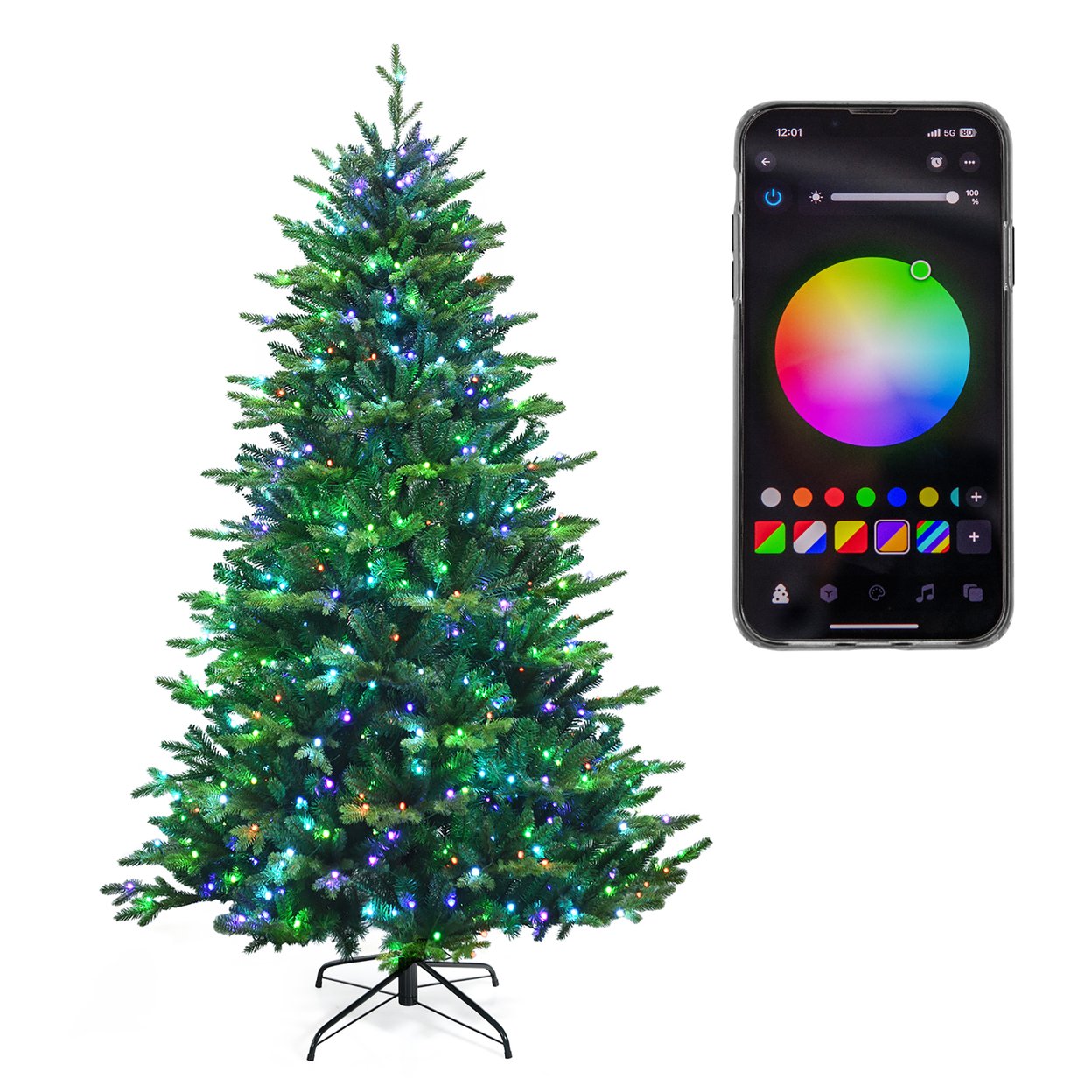 6/7/8 Ft Pre-Lit Artificial Christmas Tree W/ App Control And 15 Lighting Modes