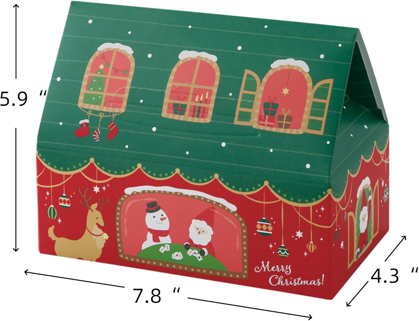 Christmas Cookie Boxes, Bakery Boxes for Home and Gift Use, Decorative Containers, Green and Red