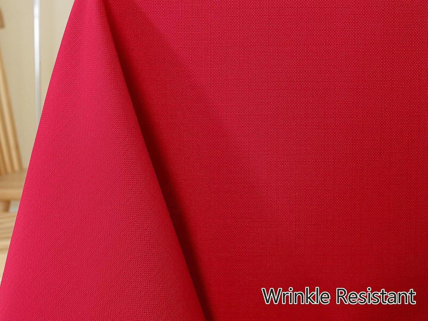 Christmas Tablecloth Rectangle Waterproof Wrinkle Fee Textured Fabric Table Cloth, Soft Faux Linen Table Cover for Xmas, Holiday, Winter, Party, Banquet (52 x 70 Inch Rectangular, Red)