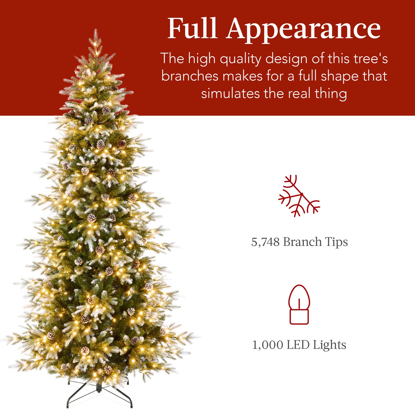 Best Choice Products Pre-Lit Artificial Flocked Aspen Noble Fir Christmas Tree w/ Branch Tips, LED Lights