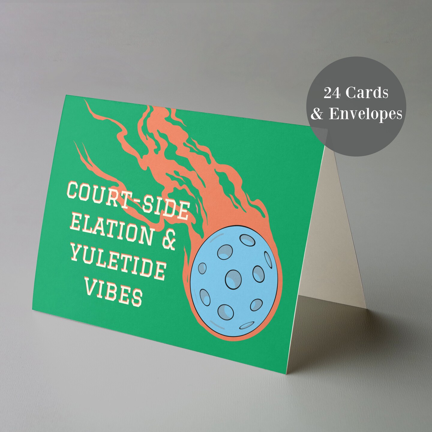 Pickleball Christmas Greeting Cards Boxed Set of 24 Holiday Notecards Featuring Fun Pickleball-Themed Designs and Puns, Perfect for Pickleball Players and Fans