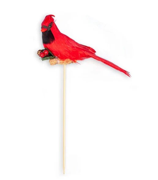 Northlight Cardinal with Holly Christmas Pick - 10&#x22;
