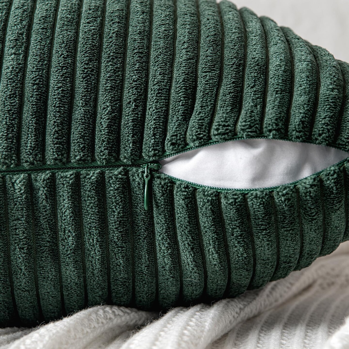 Christmas Army Green Corduroy Pillow Covers Pack of 2 Boho Decorative Spliced Throw Pillow Covers Soft Solid Couch Pillowcases Cross Patchwork Cushion Covers for Living Room Bed Sofa 18x18 inch