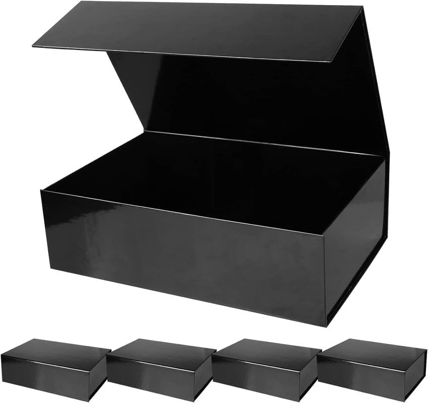 Black Gift Boxes with Lids for Presents.Small Gift Decorative Boxes 10.5 * 7 * 3in,Bridesmaid Proposal Boxfor Wedding,Christmas,Birthday(5PCS)