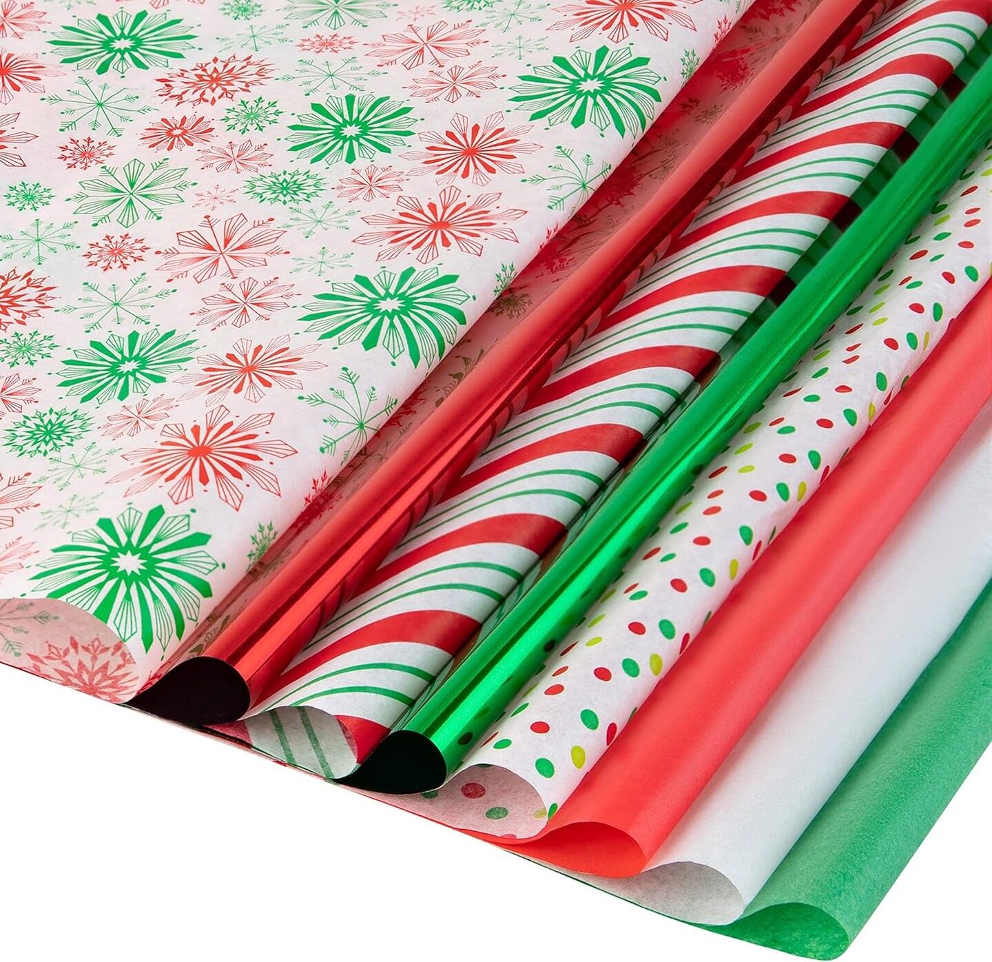 Christmas Tissue Paper for Gift Bags-100 Sheets Bulk Christmas Wrapping Paper- Holiday Tissue Paper Snowflake Shiny Metallic 20&#x22;X20&#x22; inch Gift Wrapping Holiday Tissue Paper Sheets (100ct Metallic Christmas Tissue)