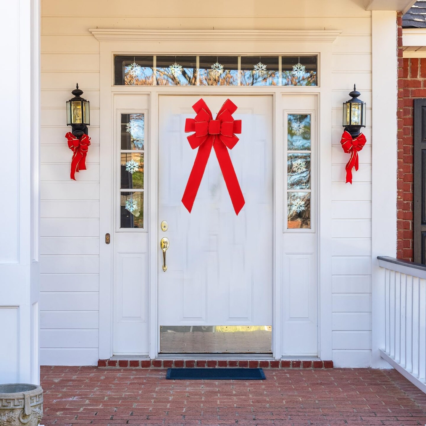 Christmas Wreath Bows, Velvet Wreath Bow with Glitter Gold Edge, 12 * 22&#x2018;&#x2019; Holiday Bow for Front Door Indoor Outdoor Tree Topper Home Decoration
