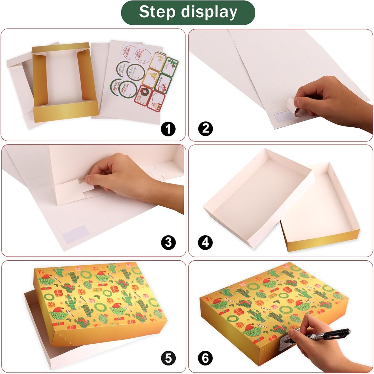 18 Gift Boxes with Lids for Presents, Assorted Christmas Wrapping Boxes for Extra Large Clothes, 12 Designs 4 Size Christmas Robes Shirt Box for Sweater, Xmas Holiday Present Box with 18 Gift Stickers