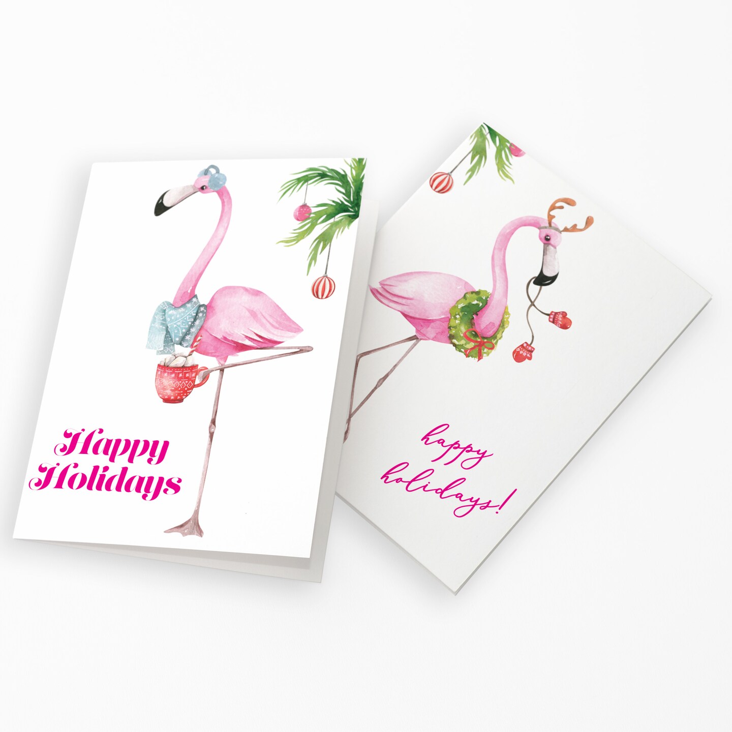 Pink Flamingo Christmas Greeting Cards Boxed Set &#x2013; 24 Holiday Notecards with Envelopes, Happy Holidays Bulk Pack for Tropical-Themed Festivities