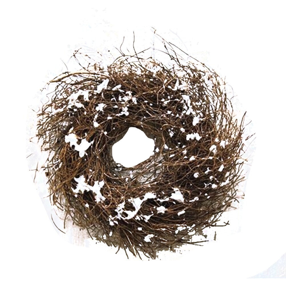 Snowy Angel Hair Vine Wreath 8&#x22;