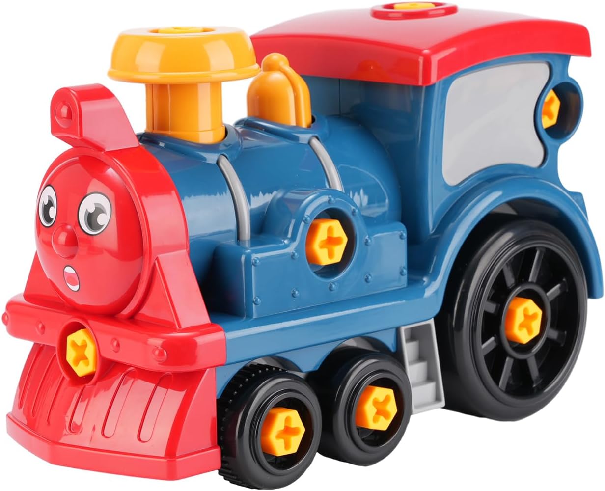 Toy Train with Electric Motor, Battery Operated Train Toys for Toddlers, Take Apart Locomotive Toys with Electric Drill, Kids Gift for Girls, Boys Ages 3+