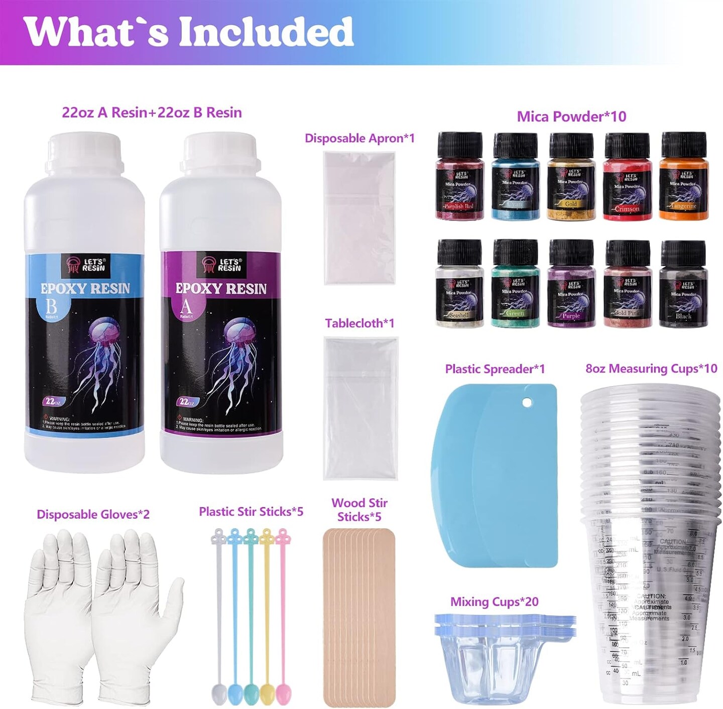 LET&#x27;S RESIN Epoxy Resin Starter Kit for Beginners, 44OZ Resin Art Kit for Craft,Fast Cure Resin for Coating,Jewelry,Tumbler,Paintings, Crystal Clear Casting Resin with Cups, Pigment Powder
