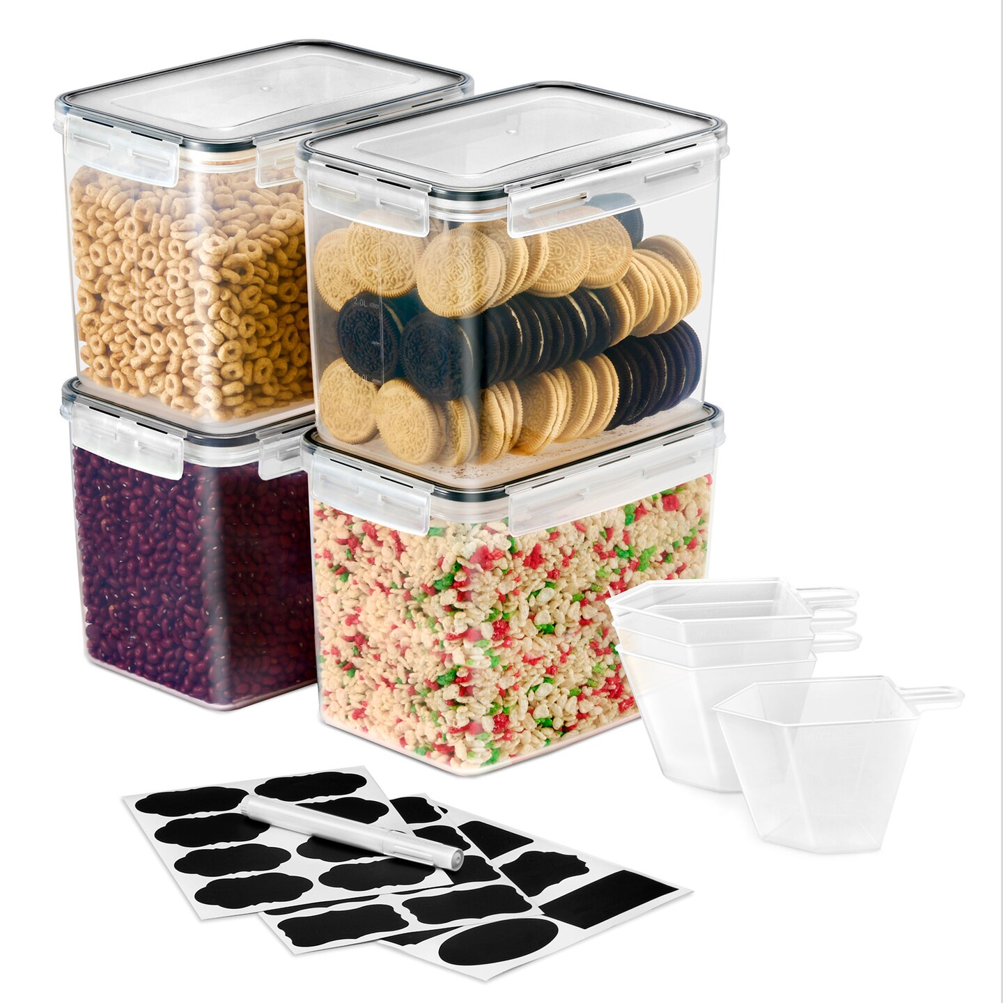 Sorbus Food Storage Containers - Pack of 4 with Air Tight, Four-Way Snap Lids