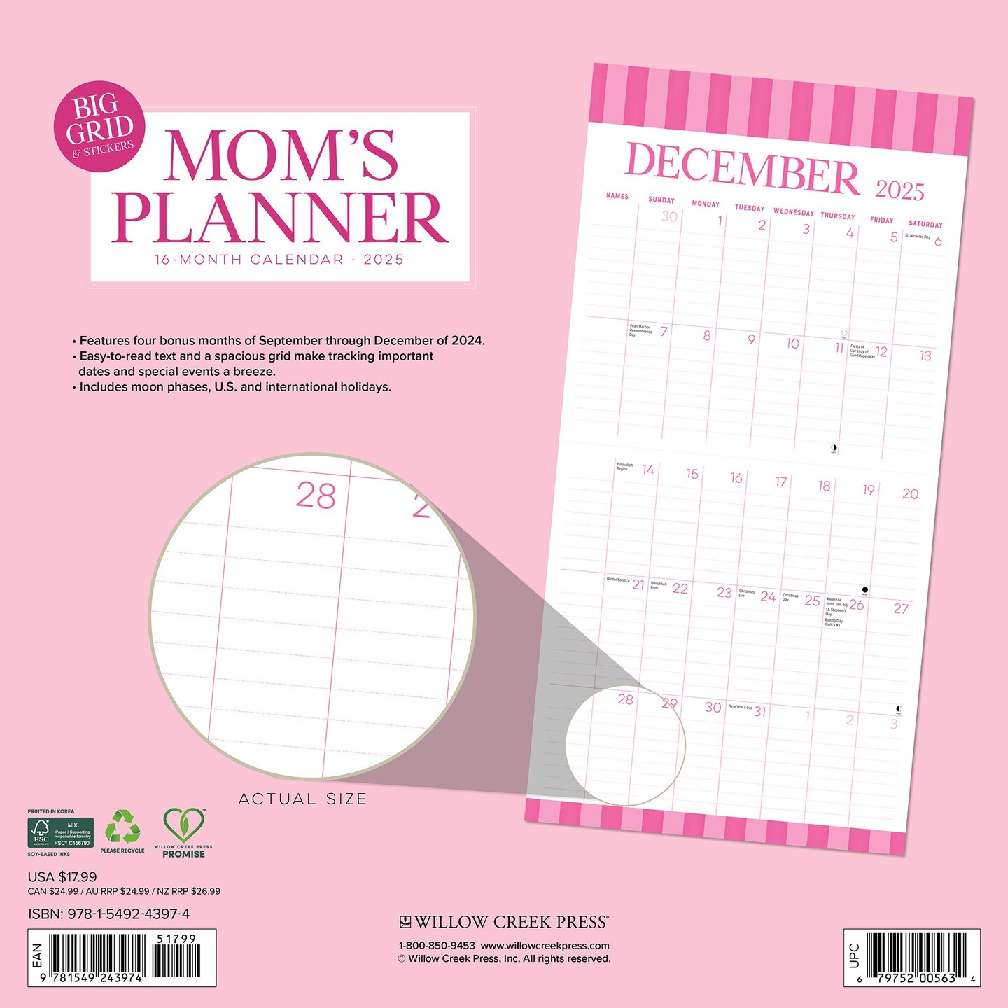 Mom&#x27;s Planner Calendar 2025 Wall Calendar