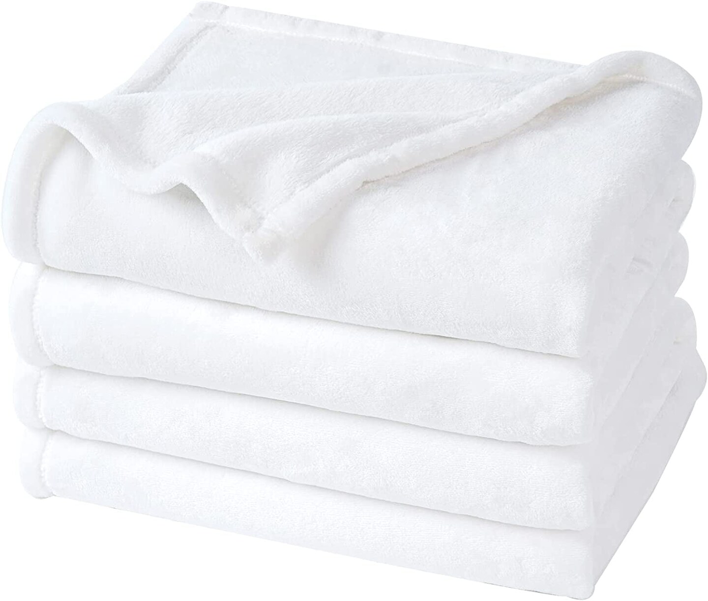 Ultra Soft Fleece Blanket Queen Size, No Shed No Pilling Luxury Plush Cozy 300GSM Lightweight Blanket for Bed, Couch, Chair, Sofa Suitable for All Season, 90&#x22; X 90&#x22;, White