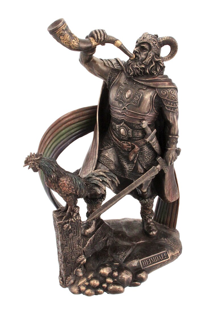 9 1/2 Inch Norse God Heimdall Bronzed Finish Statue Pagan