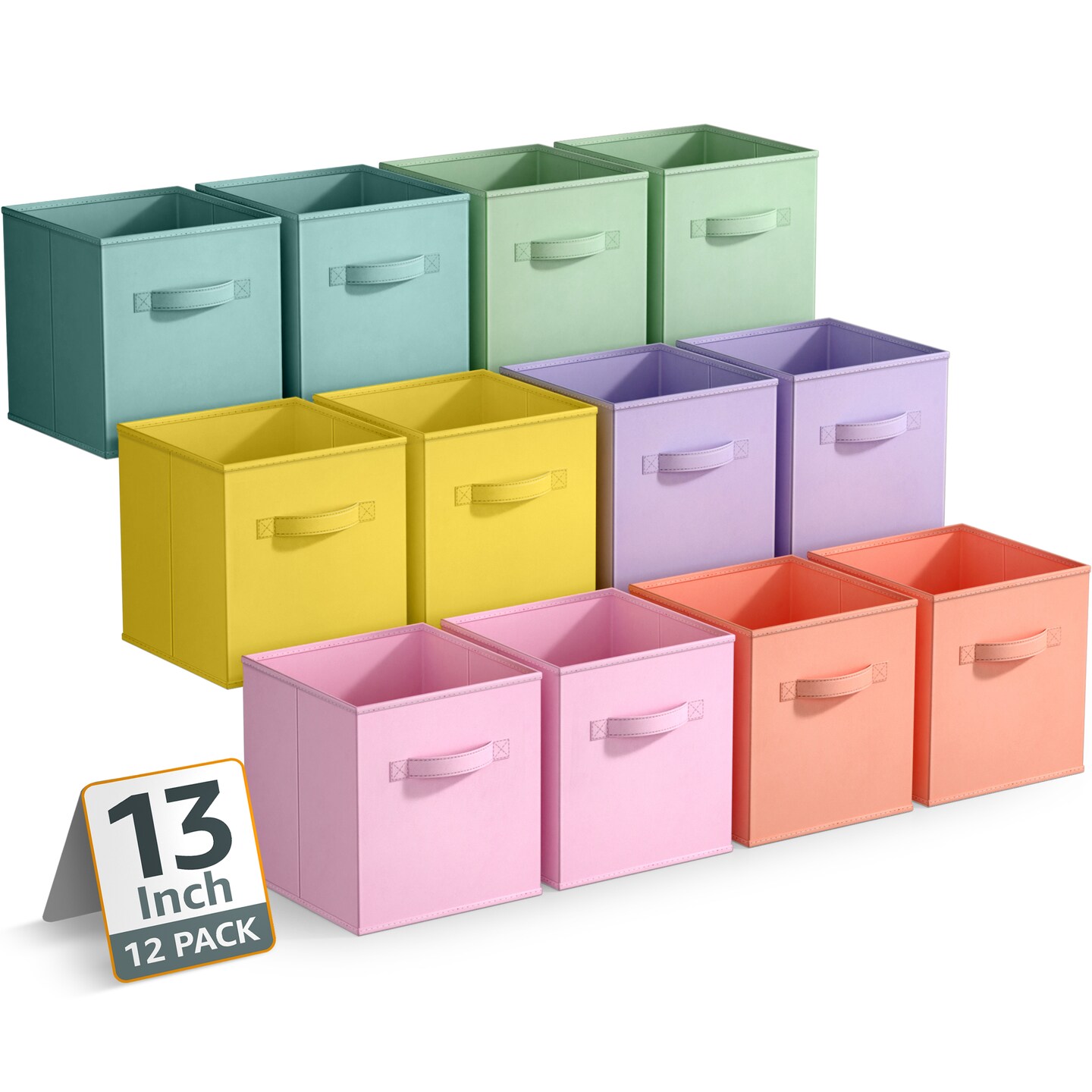 Sorbus Large 13" Storage Bins - 12 Pack Sturdy Collapsible Fabric Storage Cubes with Handle