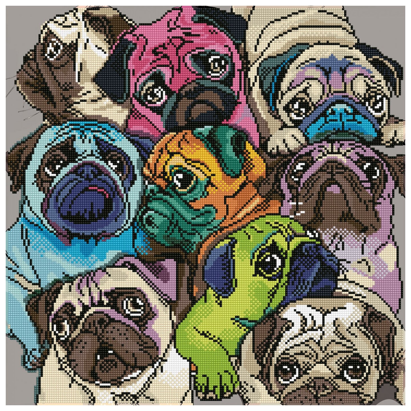20205 - World of Pugs - Diamond Painting Artwork Kit - 20.28 - 20.28 in