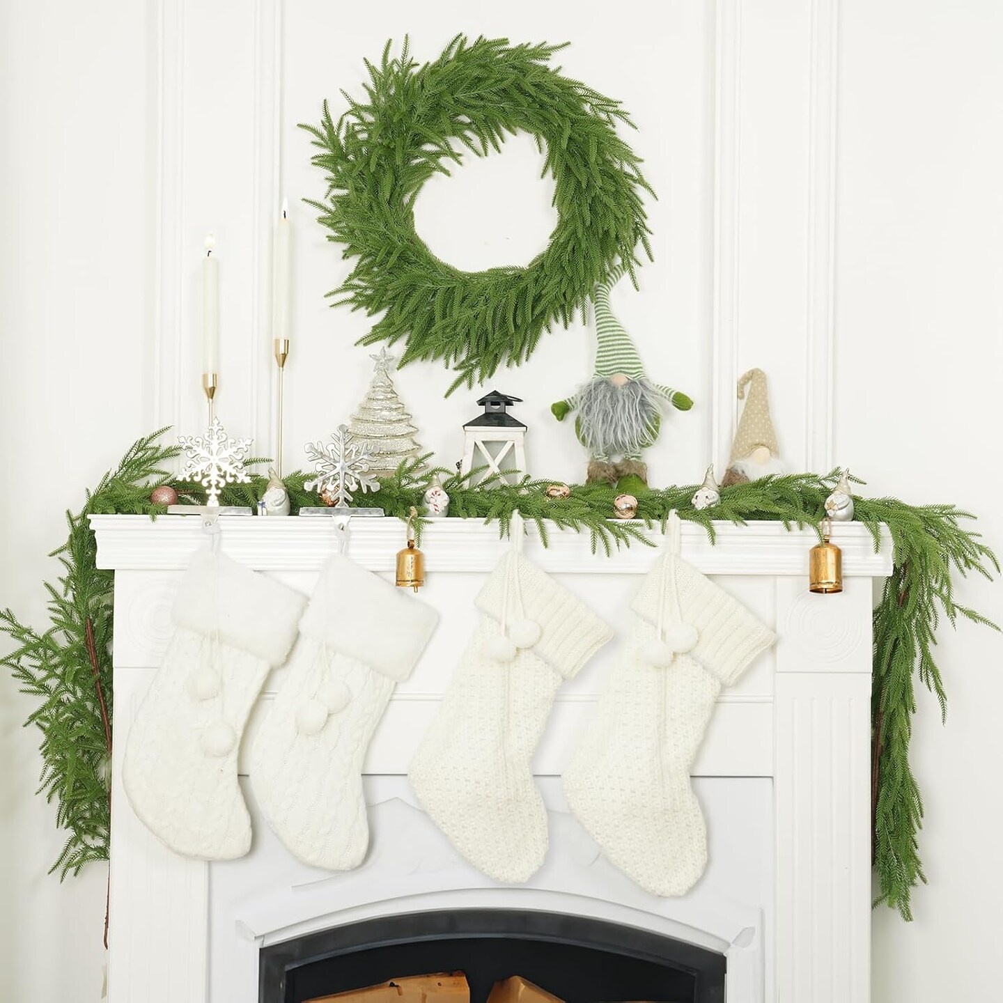 Norfolk Pine Christmas Garland Decorations-6FT Real Touch Christmas Garland- Realistic Artificial Christmas Garland Decorations for Mantle Windows Indoor Outdoor