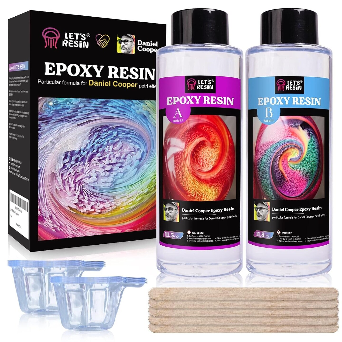 LET&#x27;S RESIN Epoxy Resin, 23oz Bubble Free Epoxy Resin, Crystal Clear Epoxy Resin for Jewelry,Art,Tumblers,Casting Resin with Resin Cup, Stir Stick