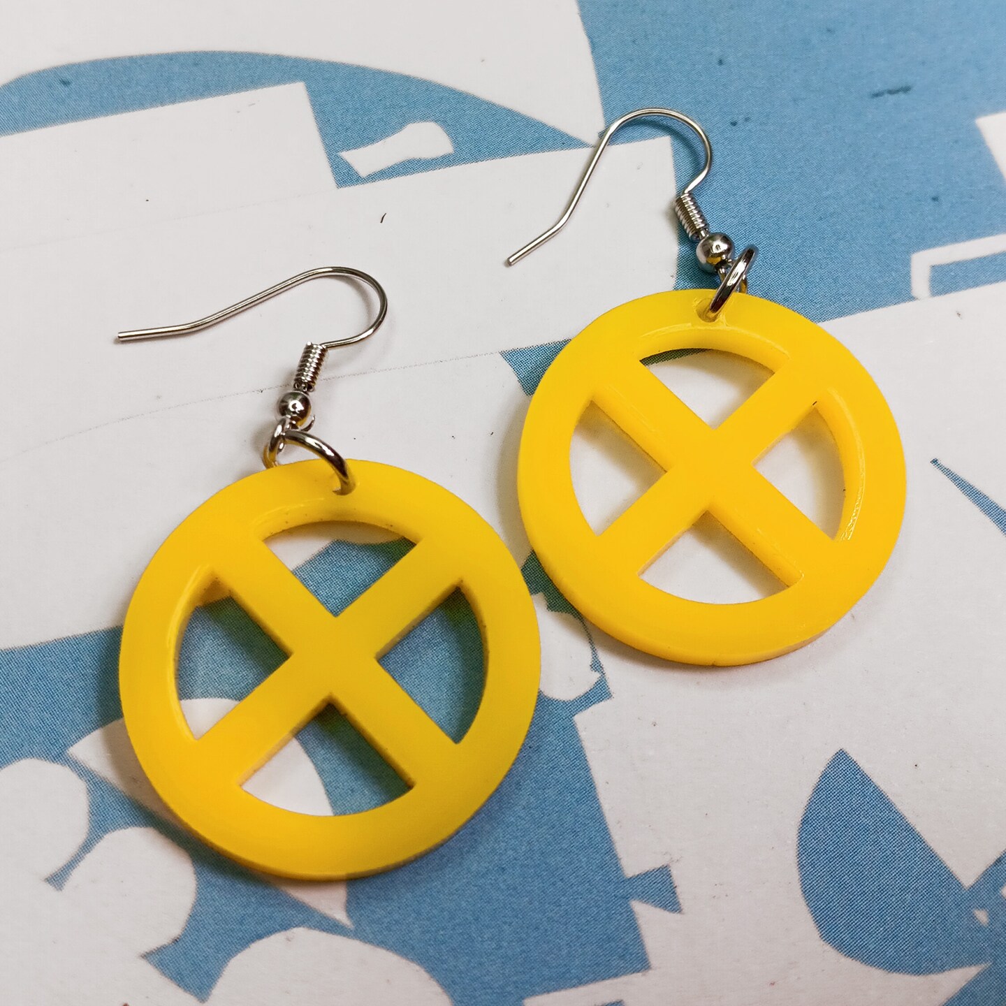 X Logo Cosplay Dangle Earrings in Classic Yellow, Red or Black - X