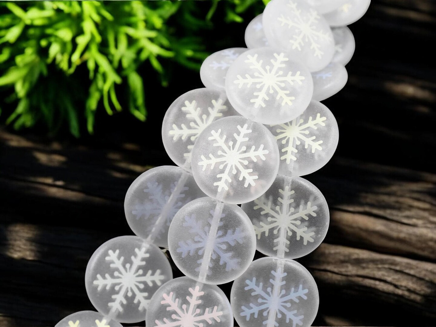 *8* 17mm Matte Soft White Laser Tattoo Snowflake Coin Beads