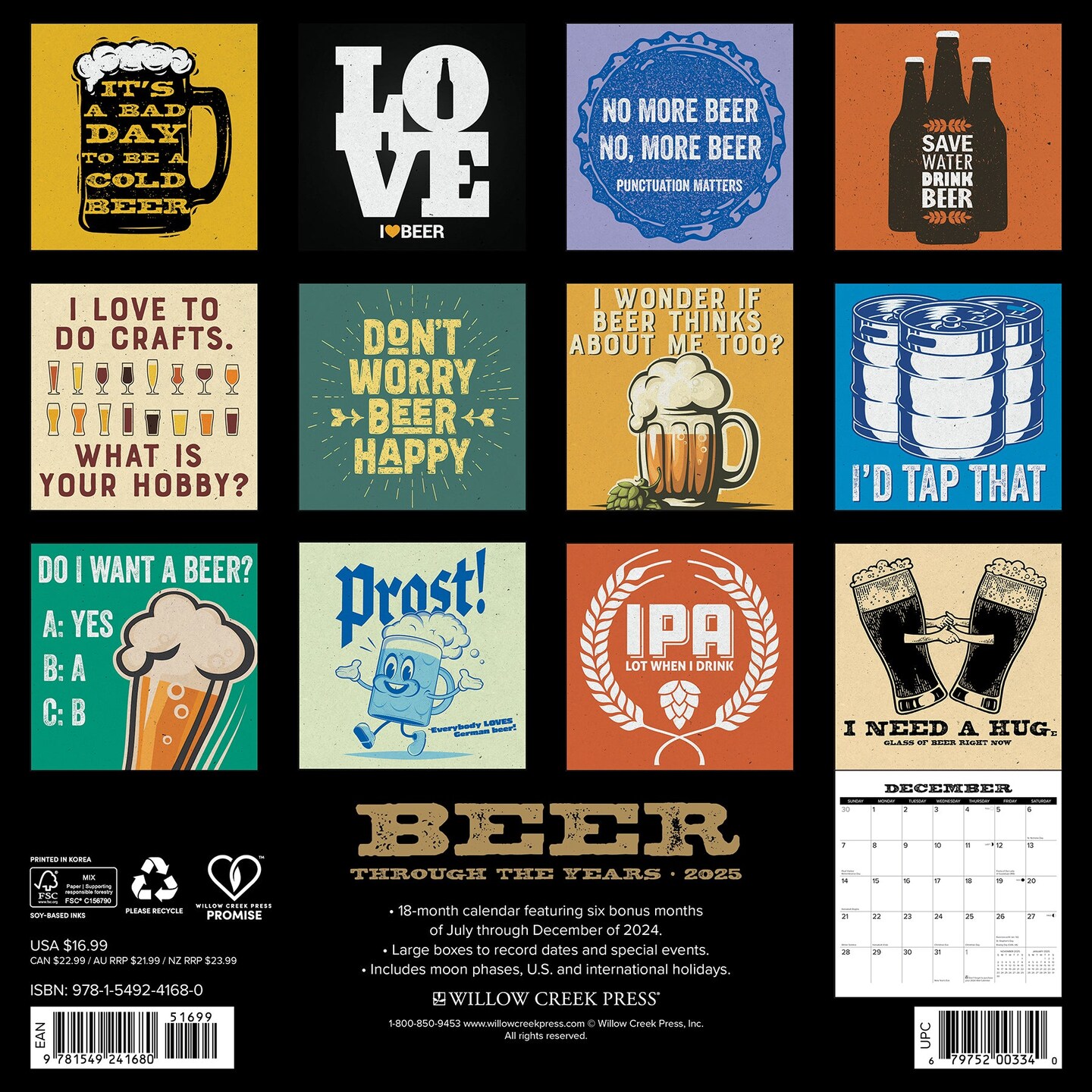 Beer&#x2014;Through the Years 2025 Wall Calendar