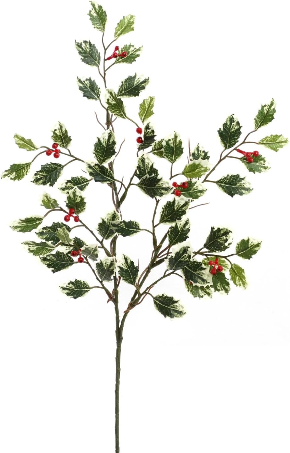 Set of 12: Mini Green & White Holly Spray with Lifelike Red Berries | 17" Long | Festive Accents | Christmas Sprays | Home & Office Decor - 2024 Christmas Collection, Floral Home by Artificial Flowers