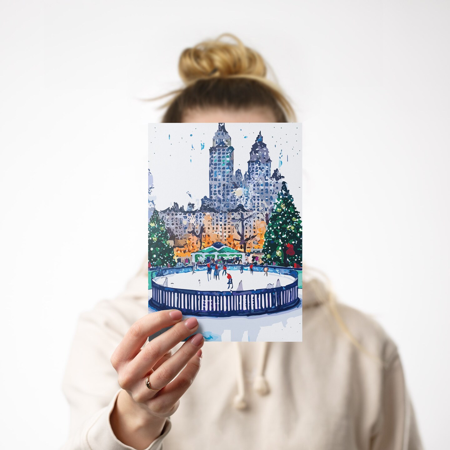 New York City Christmas Greeting Cards Boxed Set of 24 Holiday Notecards Featuring Iconic NYC Scenes, Ice Rinks, and Rockefeller Tree, Perfect for Festive Wishes