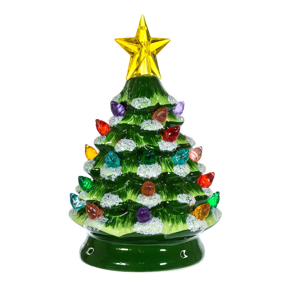 Kurt Adler Battery-Operated LED Ceramic Green Christmas Tree