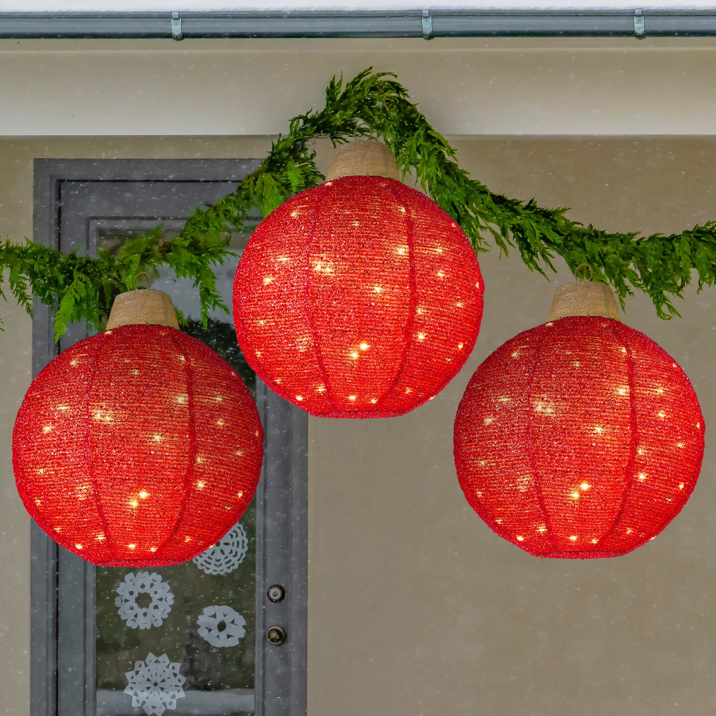 Best Choice Products 3-Piece Hanging Pop-Up Outdoor Christmas Ornaments, LED Lights, 8 Light Functions