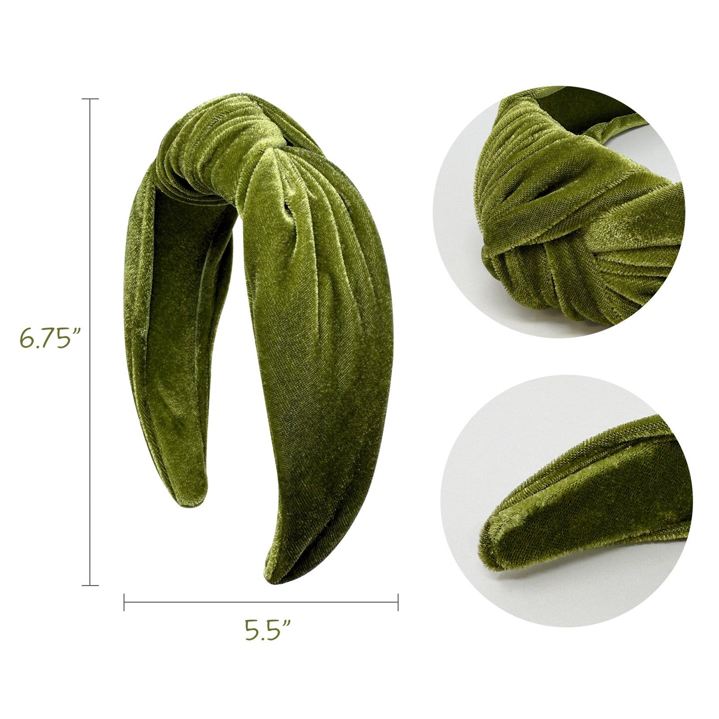 Wrapables Wide Knotted Velvet Headbands, Top Knot Velvet Headbands for Women and Girls, Apple Green