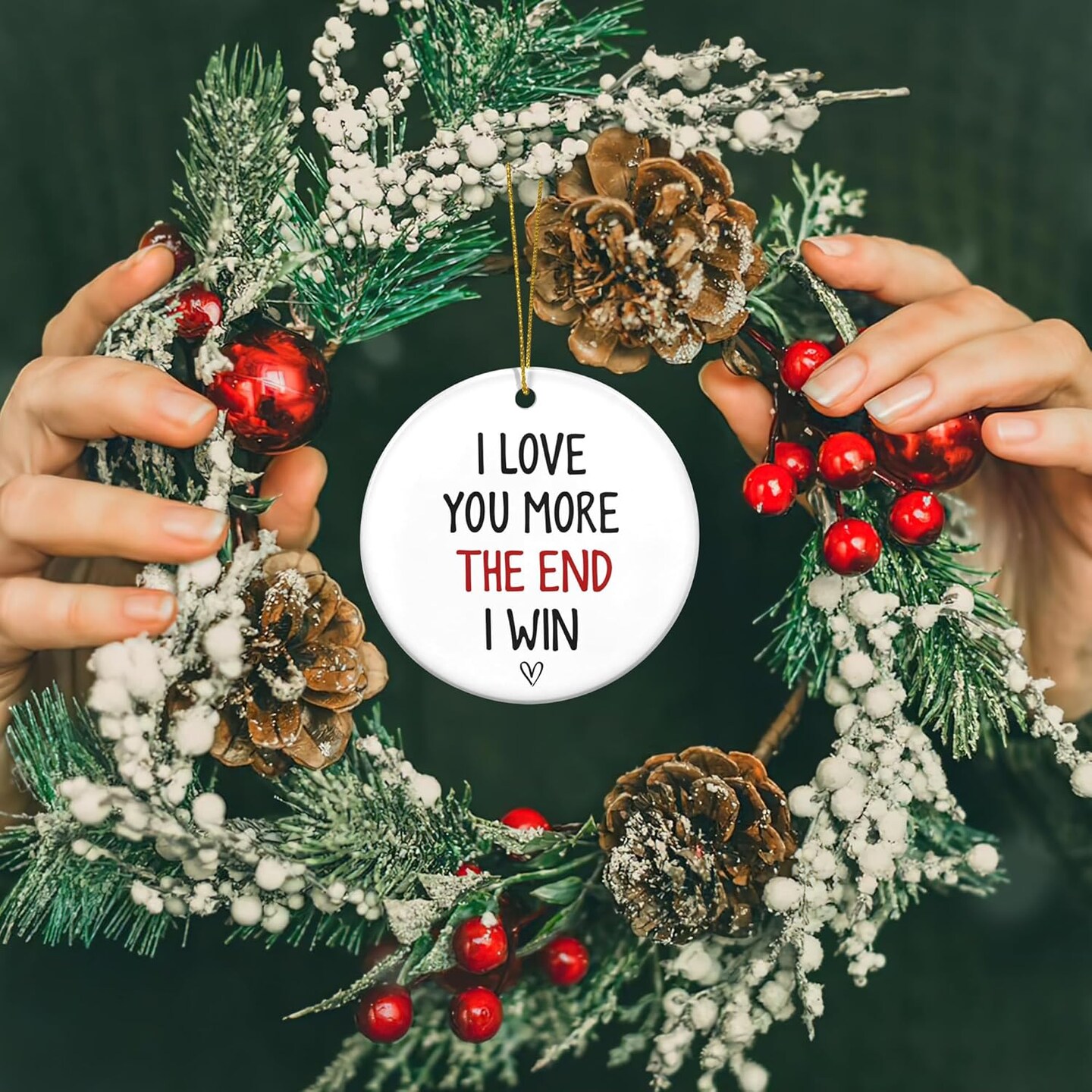 Couple Gifts for Him, Her, Christmas Ornament - Anniversary Wedding Gifts for Husband, Wife, Boyfriend, Girlfriend, Just Married Couple Gifts - Christmas Tree Decoration Ceramic Ornament