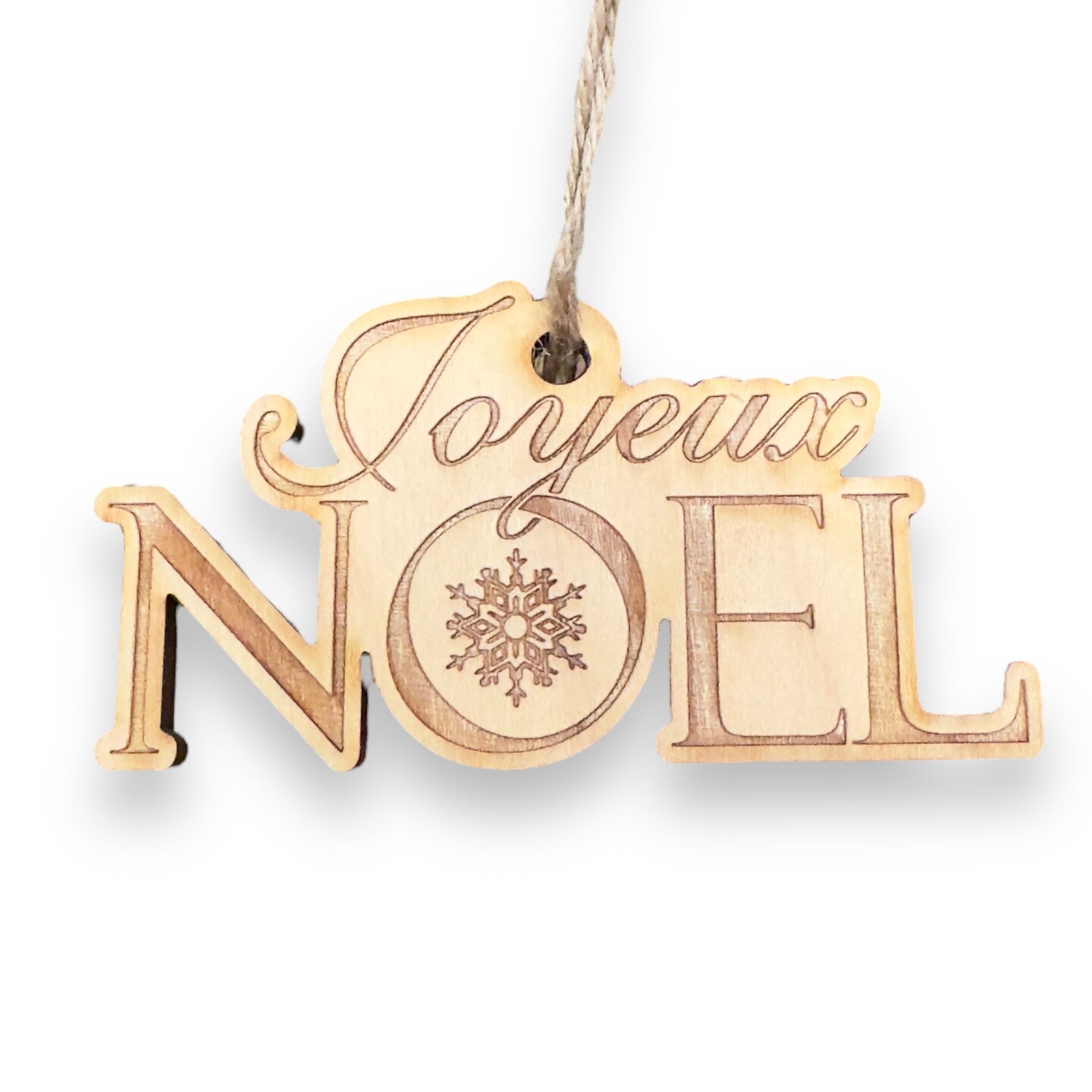 Ornament - Joyeux Noel - Raw Wood 4x2in Ornament - Joyeux Noel - Raw Wood 4x2in