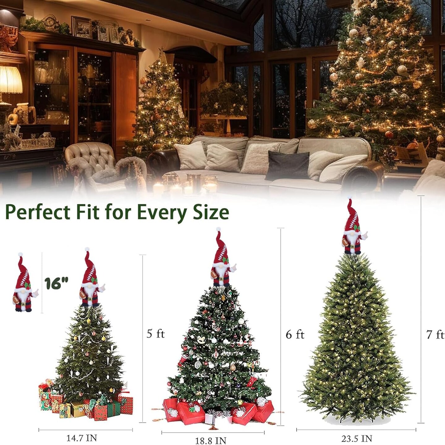 Christmas Tree Topper - Gnome Tree Topper, Santa Tree Topper, Football Themed Christmas Tree Topper Decorations, Christmas Tree Decoration, Funny Tree Topper, Unique Tree Topper
