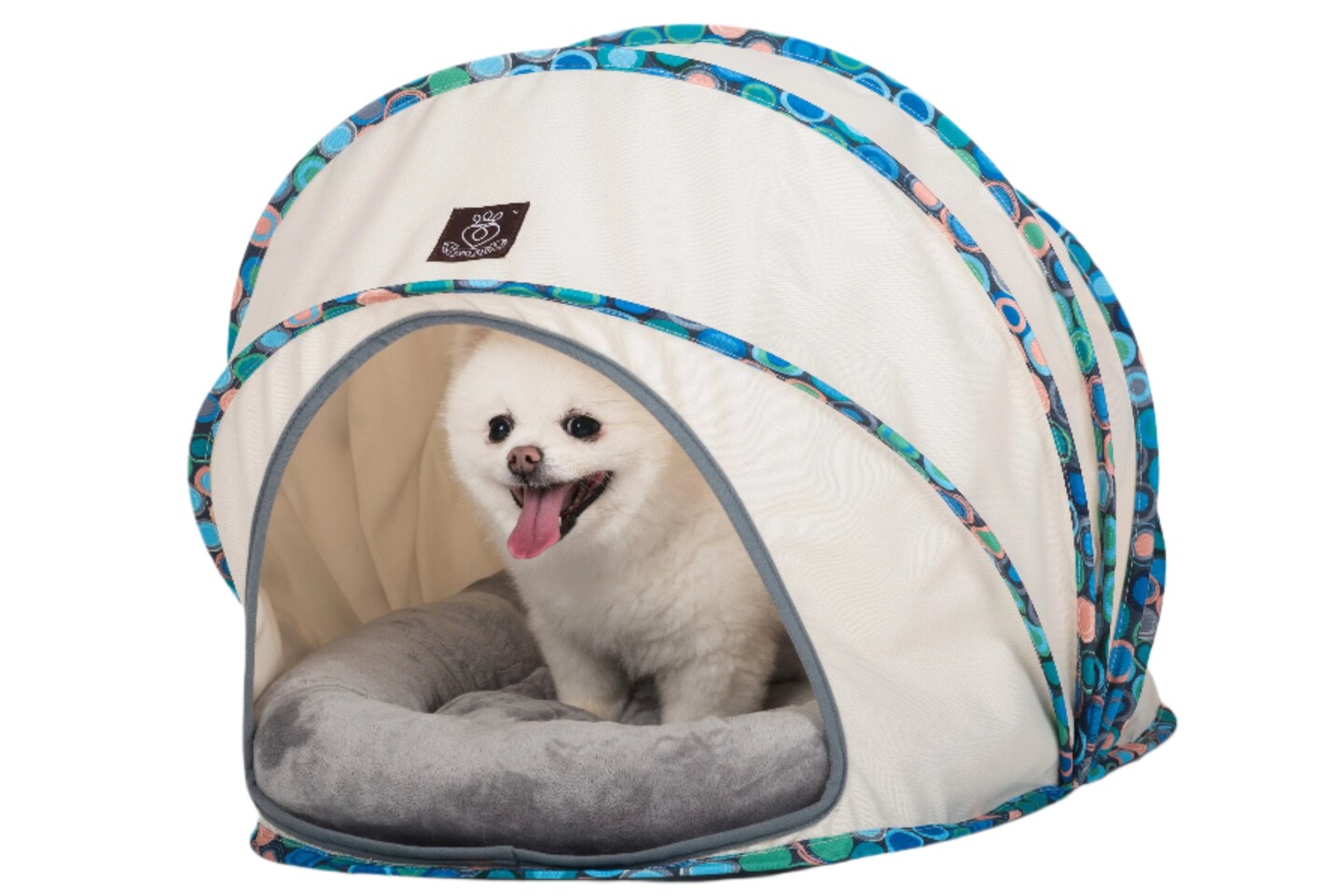 product name is Foldable Cocoon Cave for Dogs, Cats and Companion Animals with Removable Cushion and Convenient Travel Carry Bag, Dog and Cat House with Bed