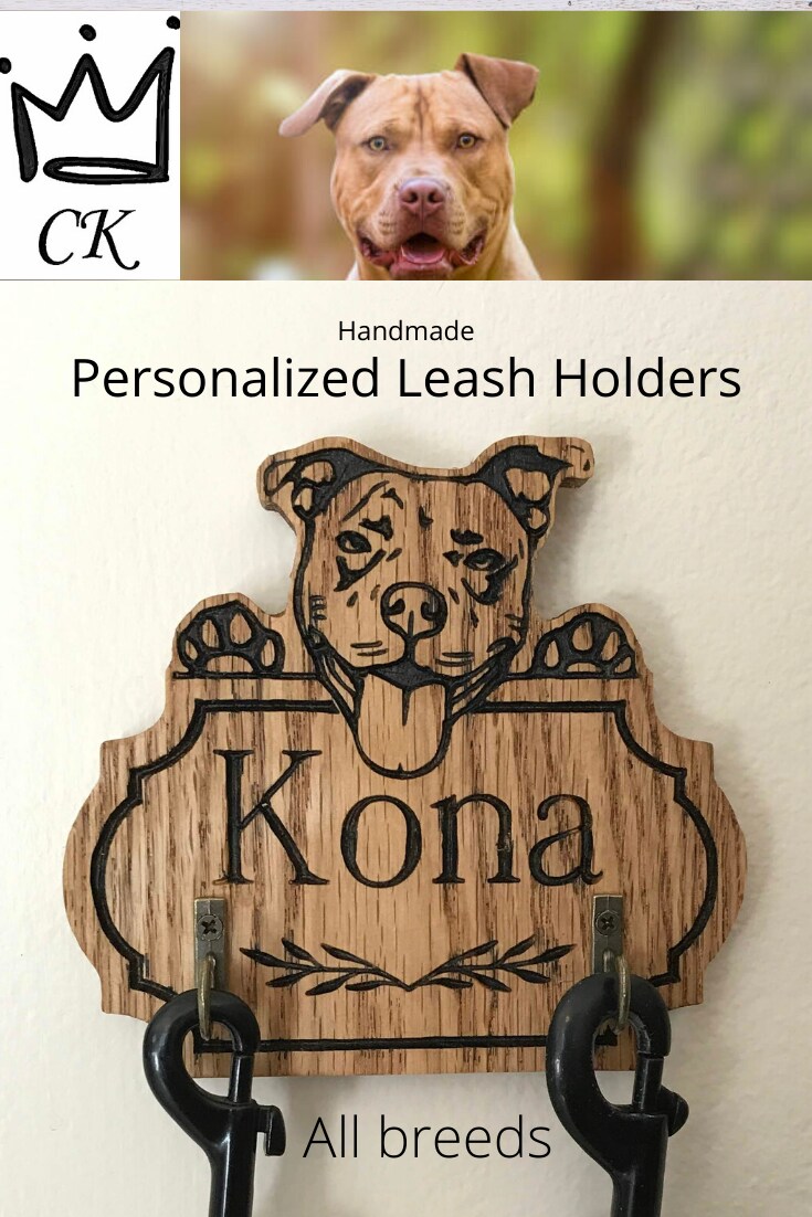 Personalized German Shepherd Leash Holder, Dog Leash Hanger, Wood