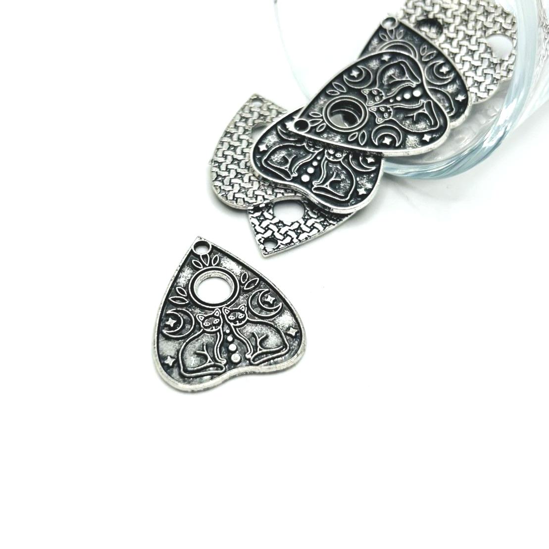 1, 4, 20 or 50 Pieces: Antique Silver Cat Ouija Planchette Charms