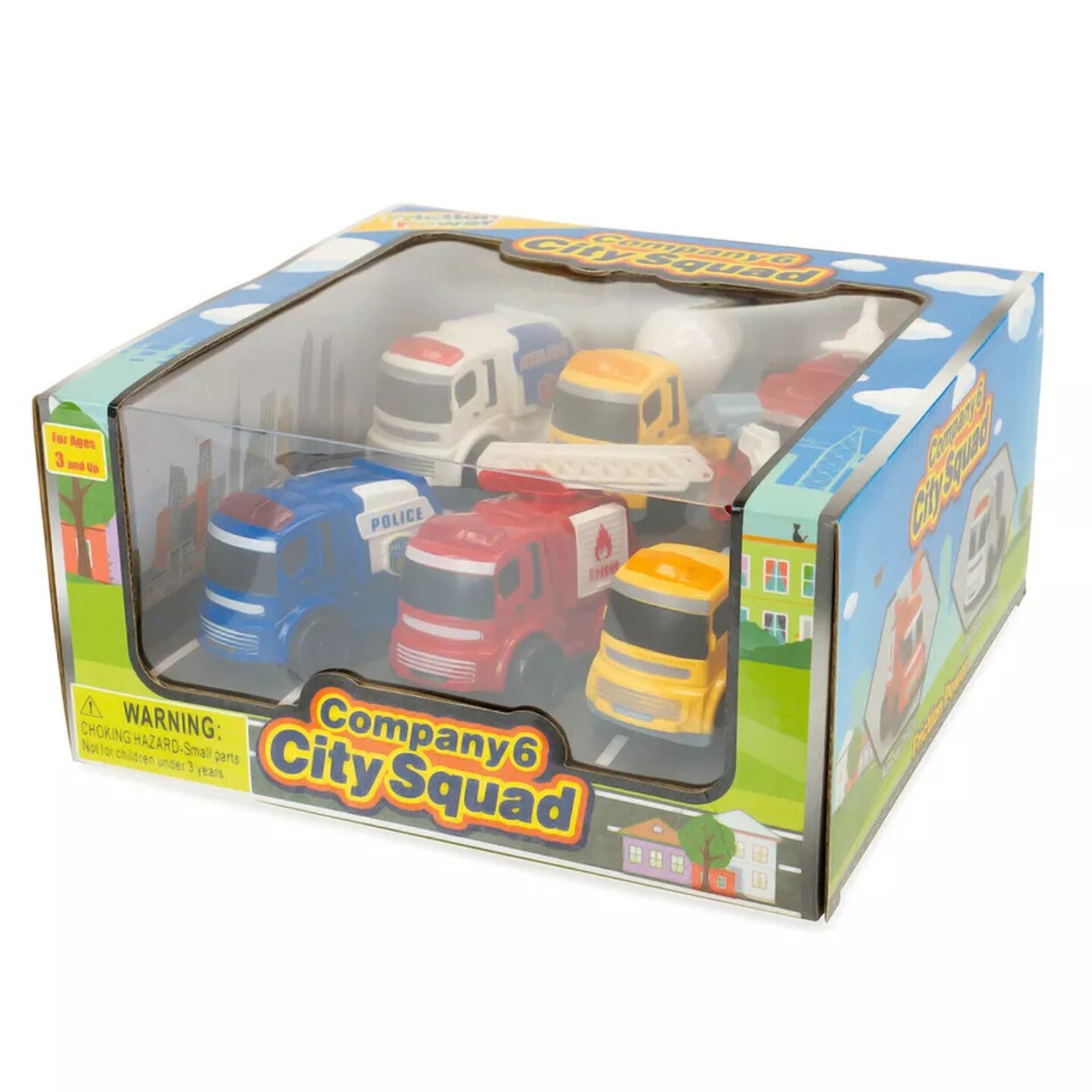 Kitcheniva 6 Pcs Kids Friction Powered City Cars Trucks Toy Vehicles Set Gift
