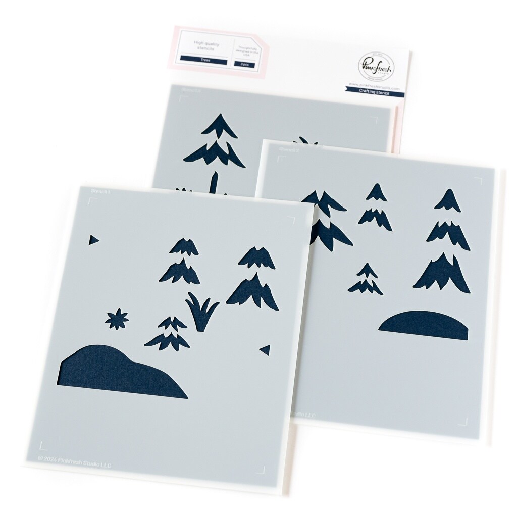 Pinkfresh Studio Stencils 4.25&#x22;X5.5&#x22; 3/Pkg-Trees