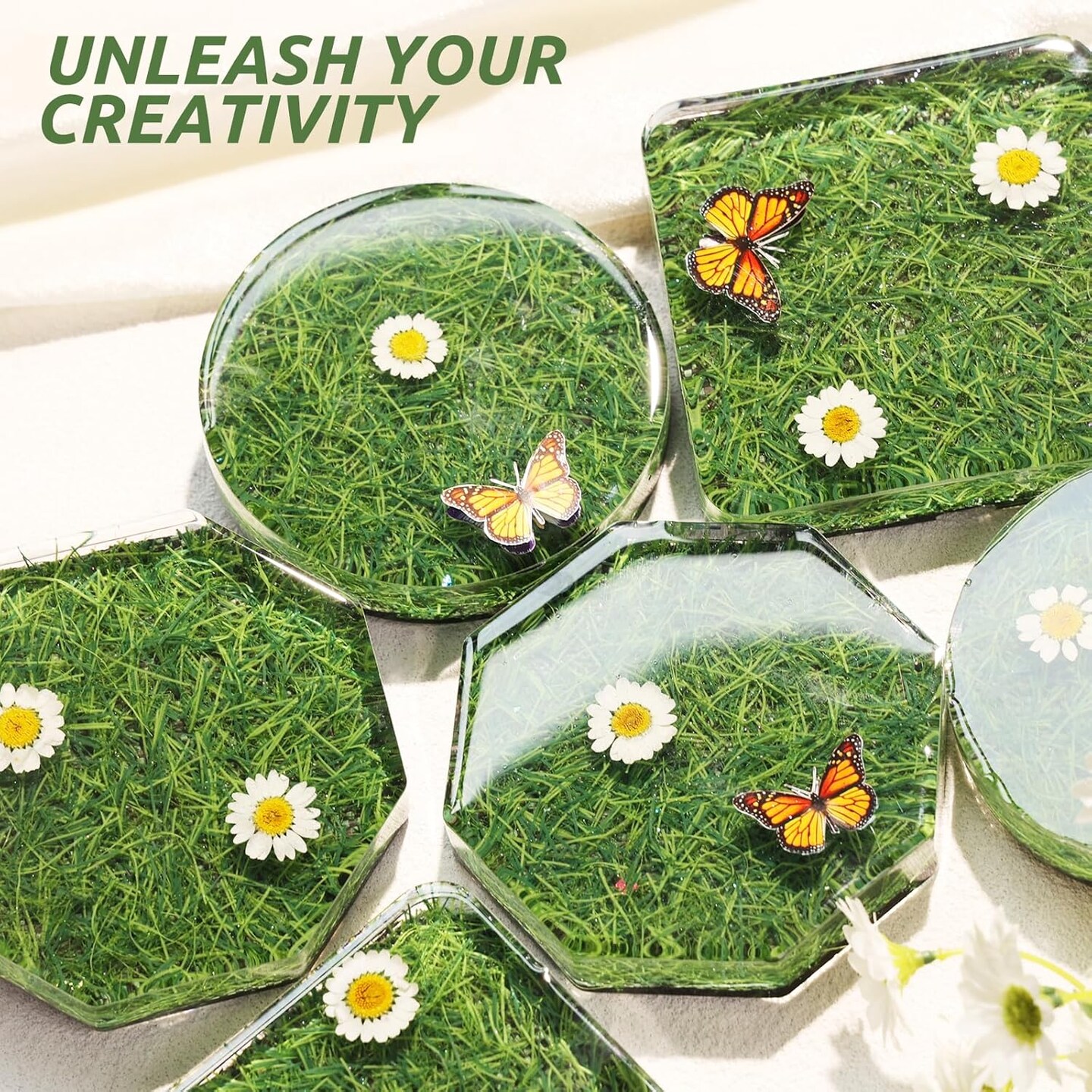 LET'S RESIN Upgraded Deeper & Larger Coaster Resin Molds, 12 Cavities Epoxy Resin Molds with 3 Pcs Round Square Hexagon Shapes, Coaster Molds for Epoxy Resin, Cups Mats, DIY Craft, Bar Coaster