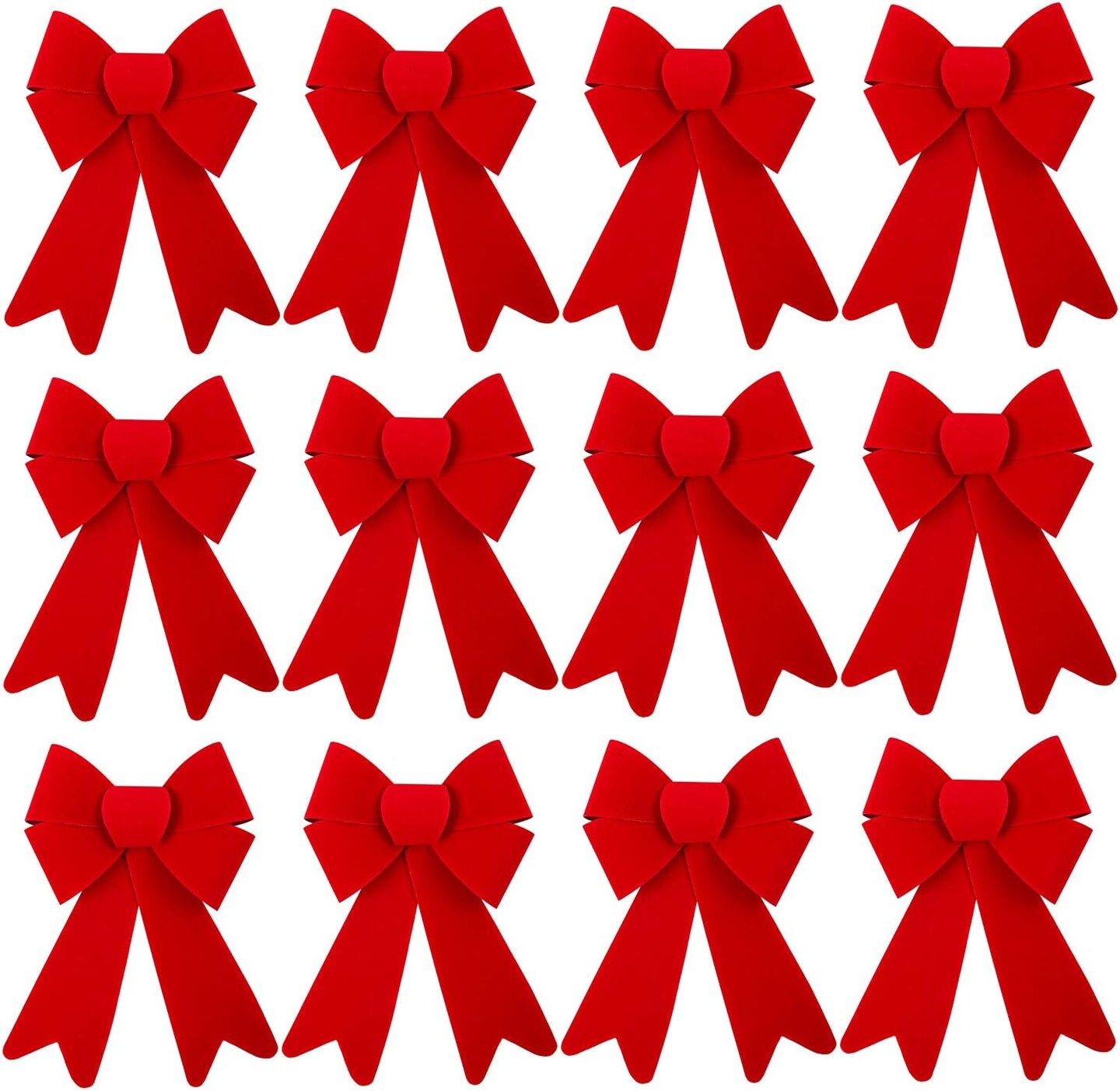 12 Pieces Red Christmas Bows for Wreaths 5 x 8 Inches Christmas Bows for Tree Christmas Decoration Bows, Indoor and Outdoor