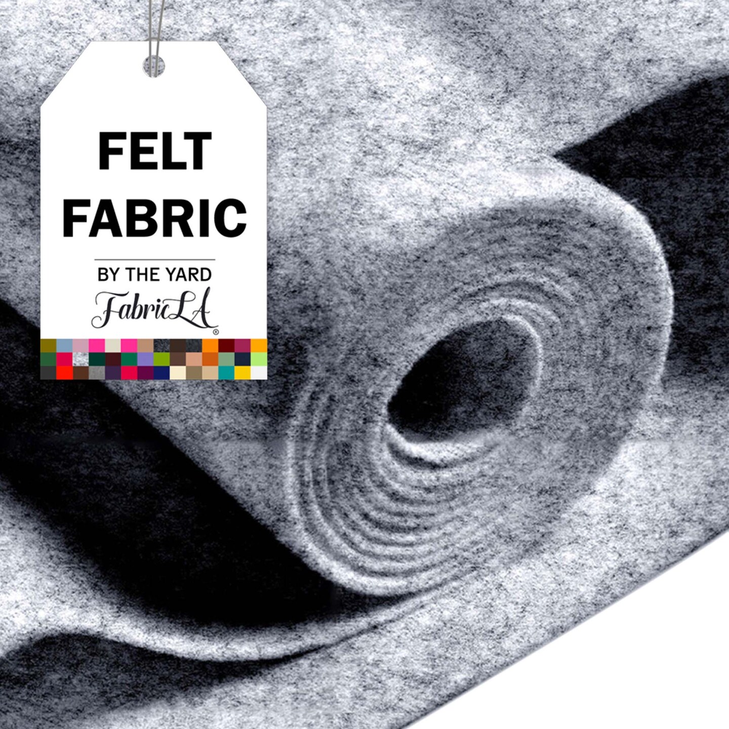 FabricLA Acrylic Felt Fabric - 72&#x22; Inch Wide 1.6mm Thick Felt by The Yard - Use Soft Felt Sheets for Sewing, Cushion, and Padding, DIY Arts &#x26; Crafts (20 Yards, Heather Grey)