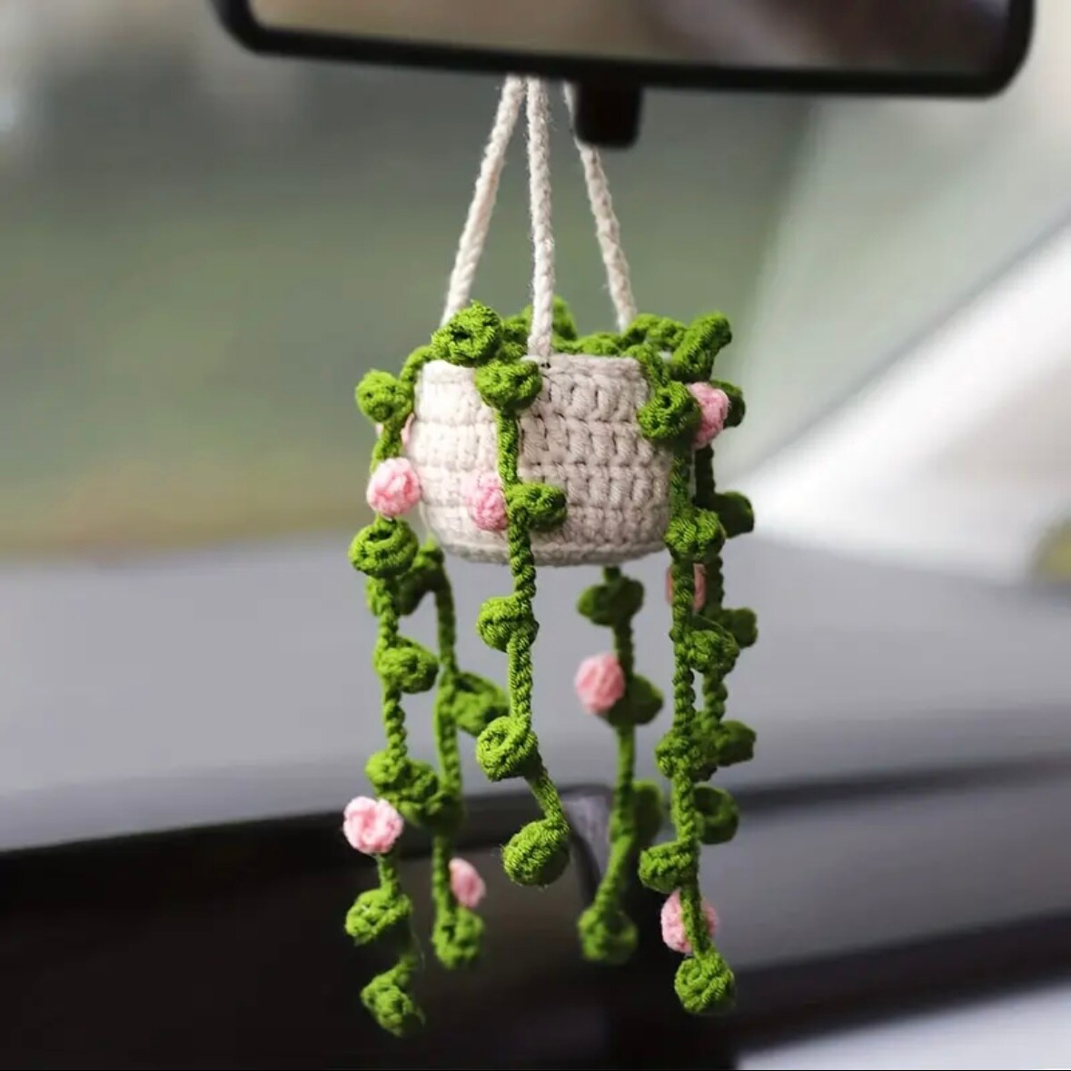Handmade Basket Car Hanging Crochet, Car Accessories,Car Decor,Car