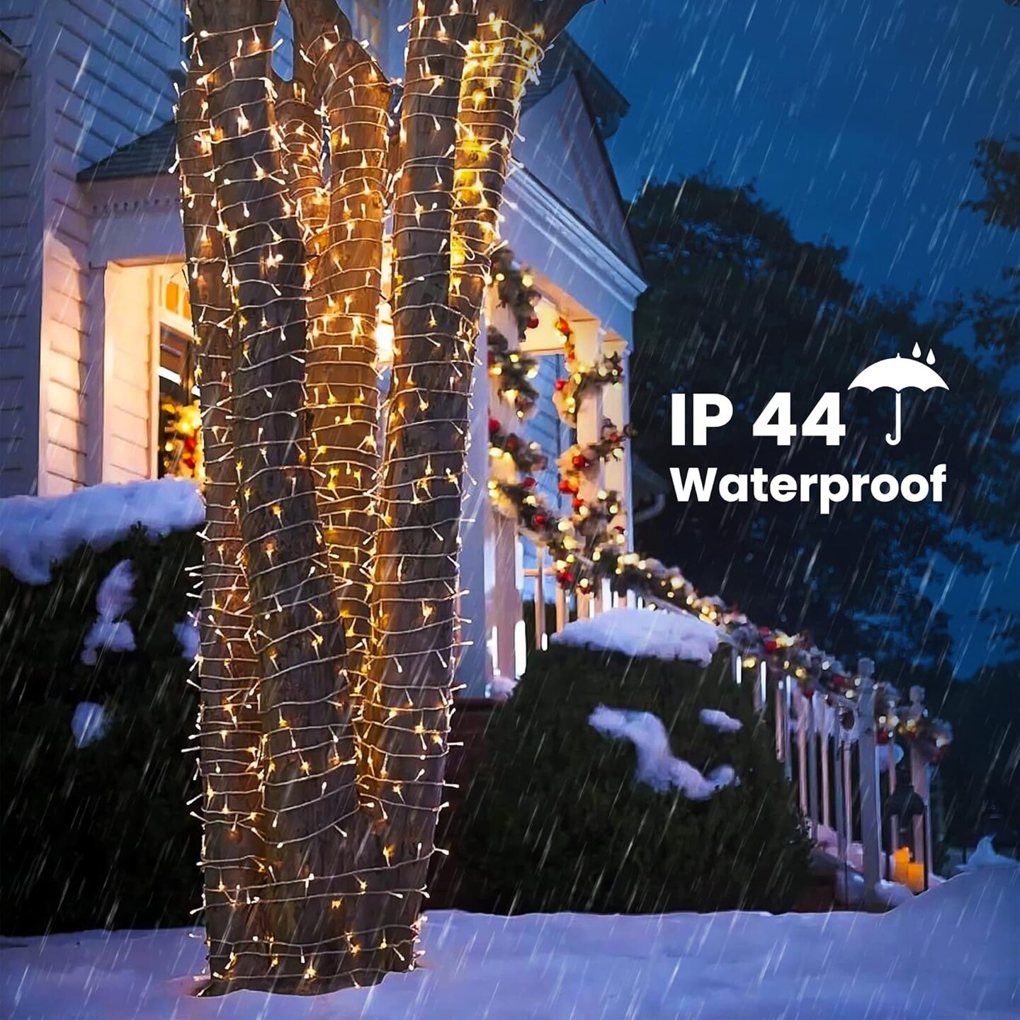 Christmas Lights Warm White, 75 Ft 200 LED Christmas String Lights Connectable, 8 Modes, Timer, Waterproof Fairy Twinkle Lights for Christmas Party, Garden, Patio, Home, Holiday, Xmas Tree Decorations