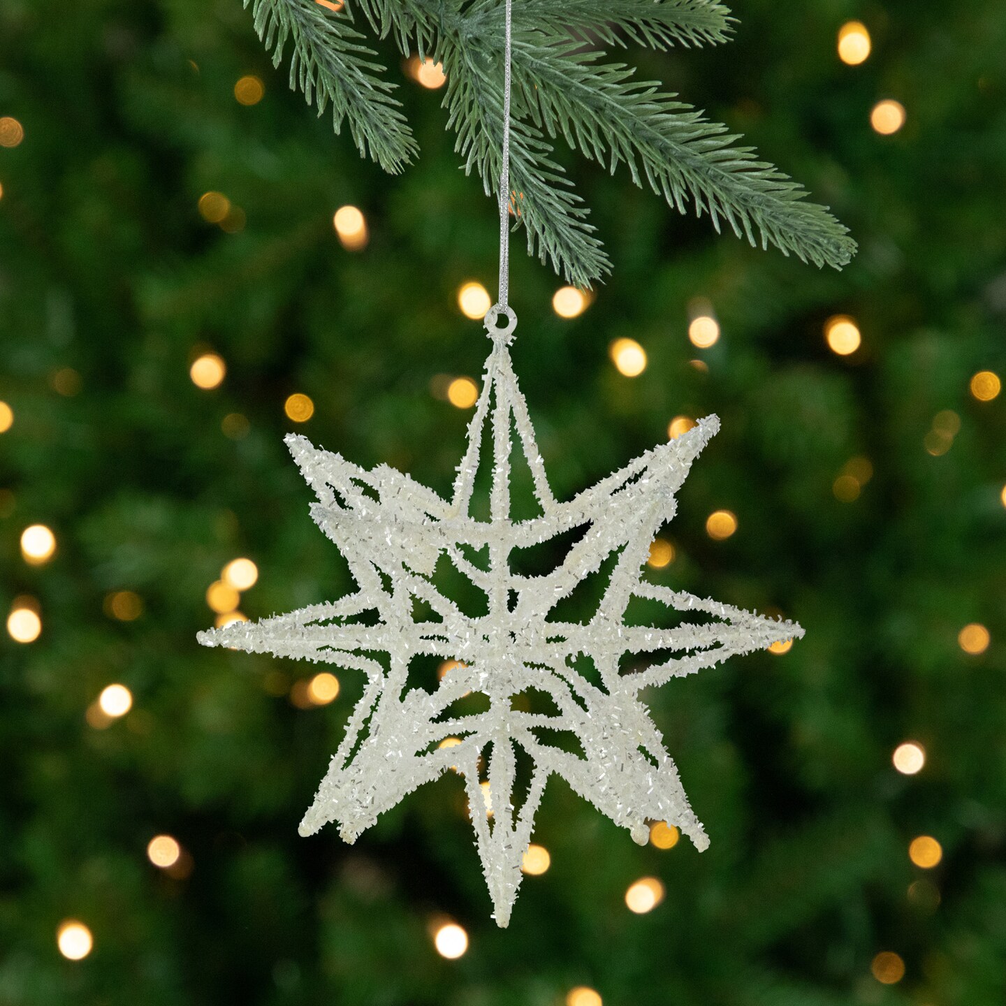 Northlight Starburst 3-D Glittered Christmas Ornament - 10&#x22; - White