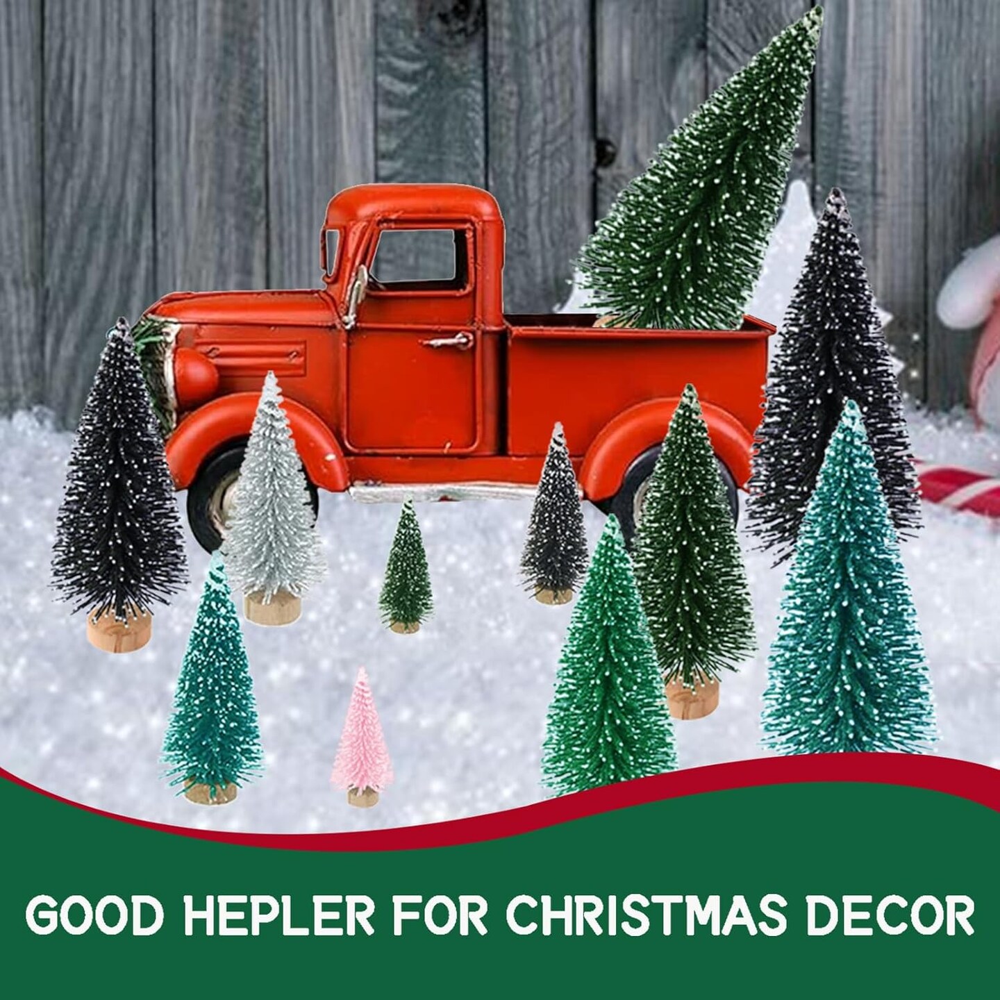 Mini Bottle Brush Christmas Trees Table Decorations, Small Artificial Miniature