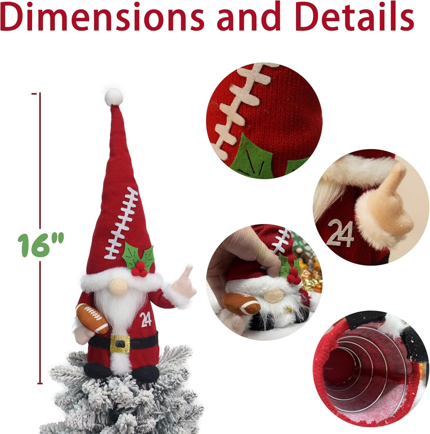 Christmas Tree Topper - Gnome Tree Topper, Santa Tree Topper, Football Themed Christmas Tree Topper Decorations, Christmas Tree Decoration, Funny Tree Topper, Unique Tree Topper