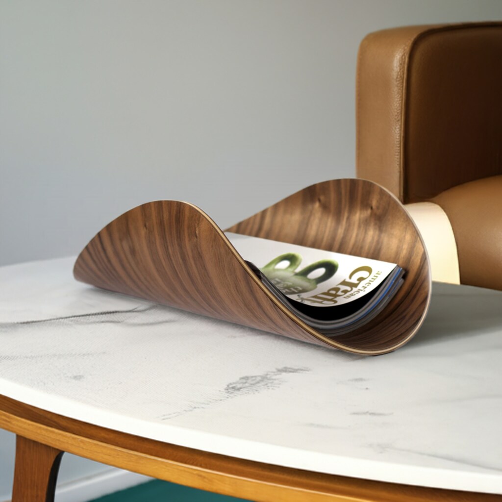 マガジンラック 70's vintage bent plywood Magazine Rack Bent Plywood Magazine Rack | Sleek Mid Century Modern Living Room
