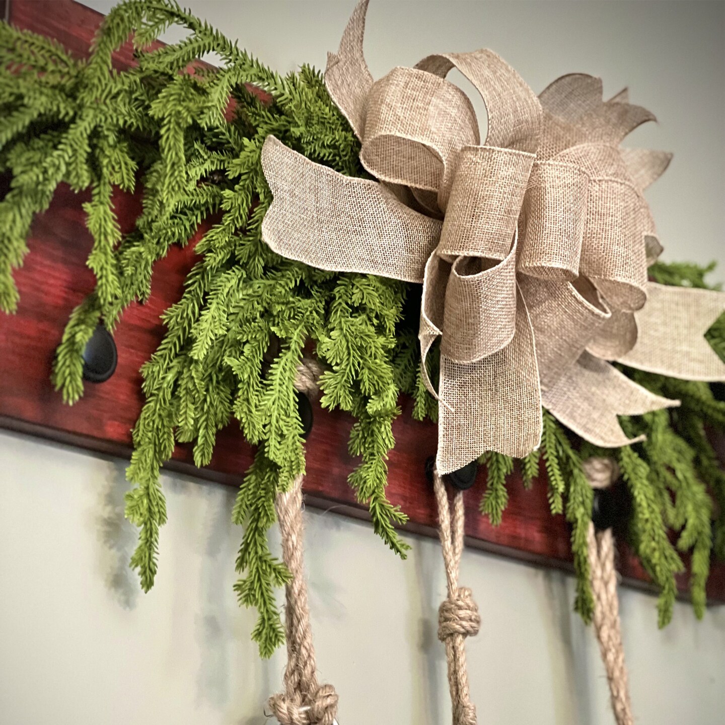 Christmas Stocking Hanger, Wall Mount Stocking Holder, Rustic Stocking Hanger for Wall, Christmas Wall Decor, Farmhouse Christmas Decor - image8
