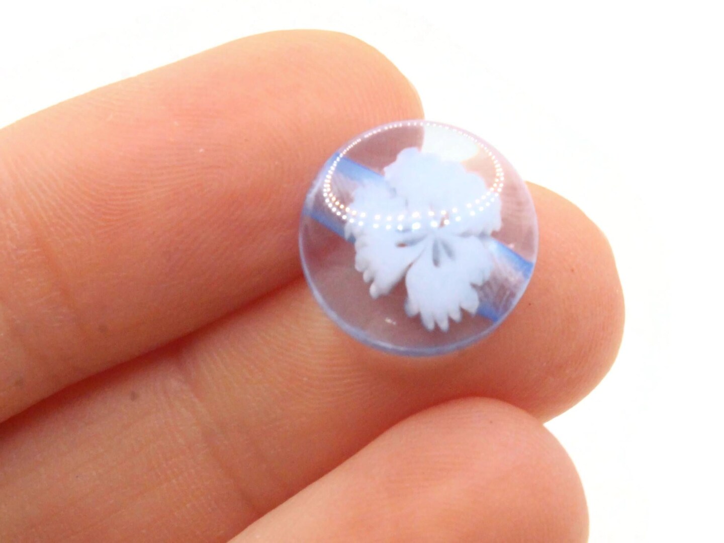 10 14mm Light Sky Blue Flower Flat Round Floral Plastic Buttons